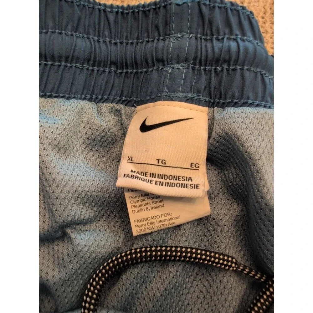 Nike Lined Drawstring Shorts Men XL Blue Swoosh Baggy Stretch Athletic Gym